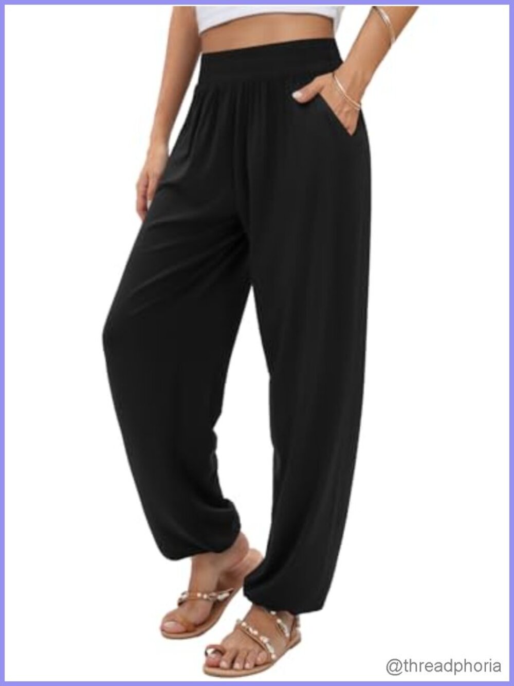 Women's Boho Harem Joggers Lounge Pants with Pockets, 95% Rayon 5% Spandex